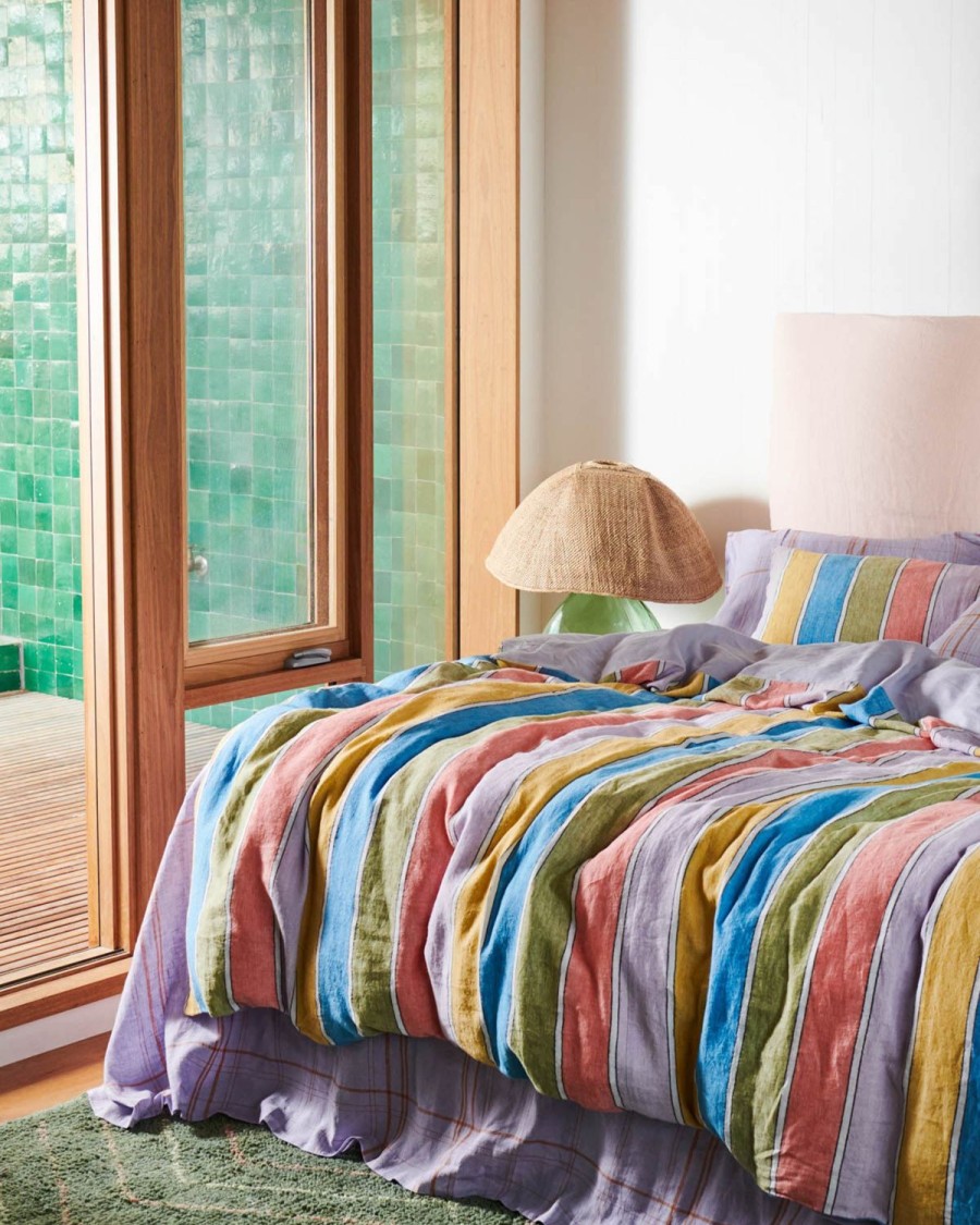 Bedding Kip&Co Quilt Covers | Majorca Stripe Woven Linen Quilt Cover