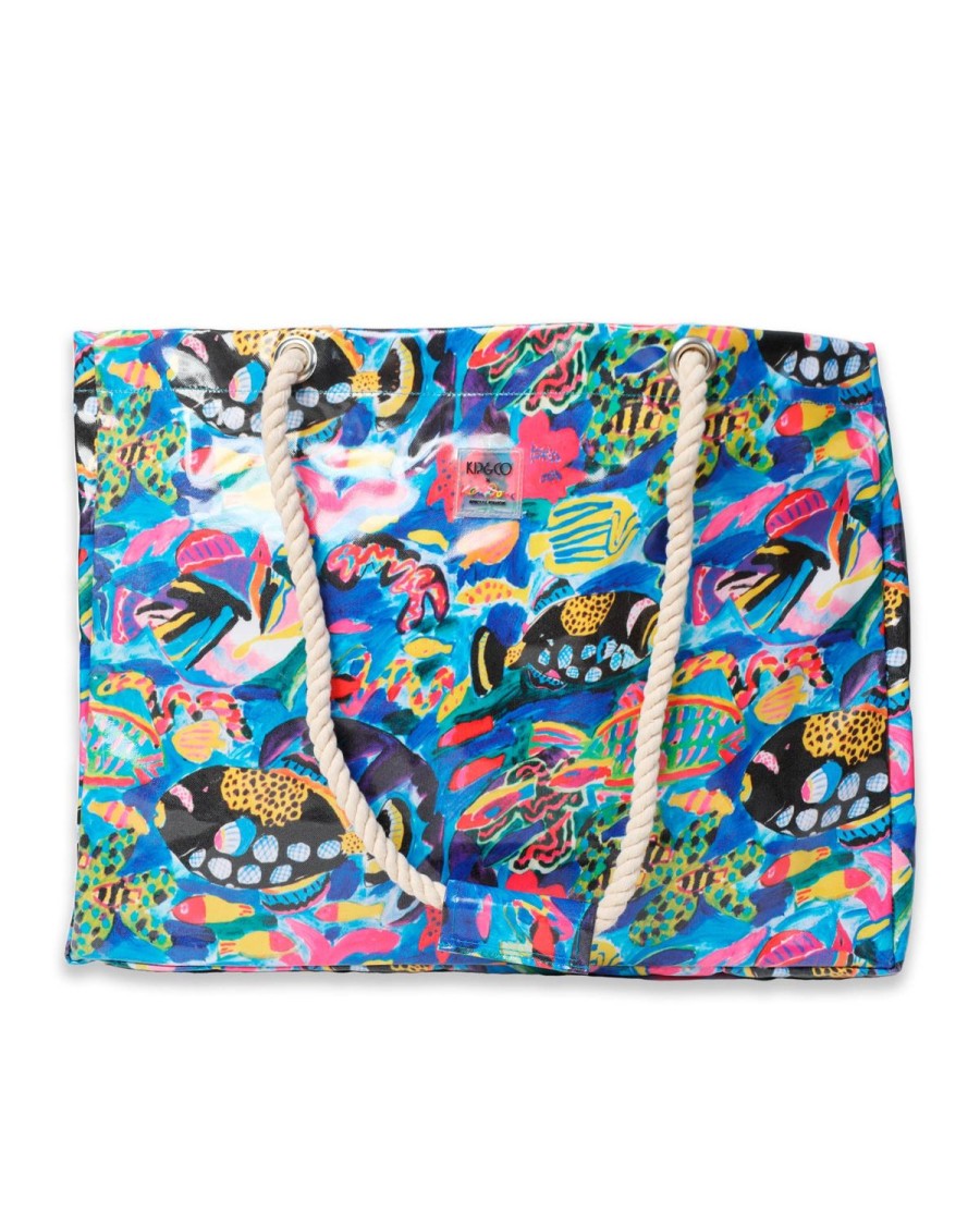 Apparel Kip&Co Beach & Tote Bags | Kip&Co X Ken Done Barrier Reef Garden Beach Bag