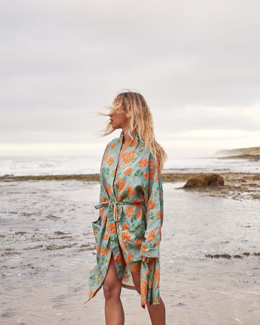 Apparel Kip&Co Adult Robes | Perfect Posie Linen Robe