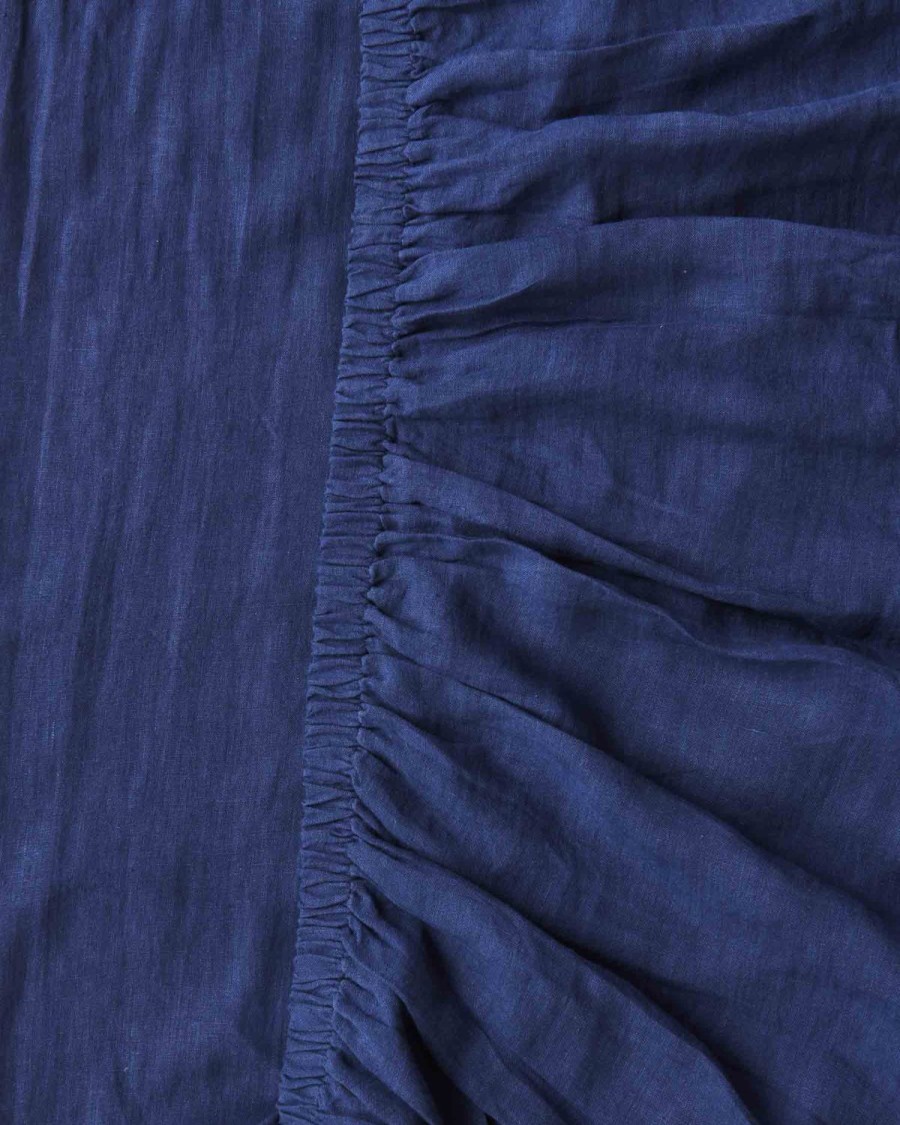 Bedding Kip&Co Fitted Sheets | Indigo Linen Fitted Sheet