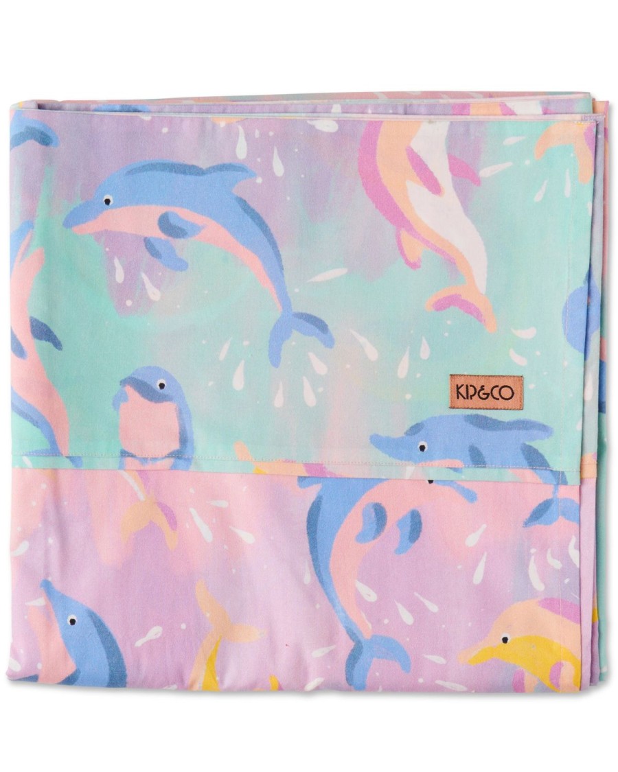 Bedding Kip&Co Flat Sheets | Dolphin Magic Organic Cotton Flat Sheet