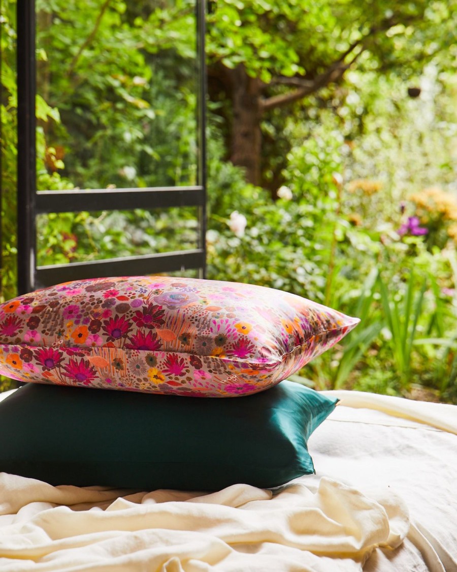 Bedding Kip&Co Pillowcases | Botanica Green Silk Pillowcase