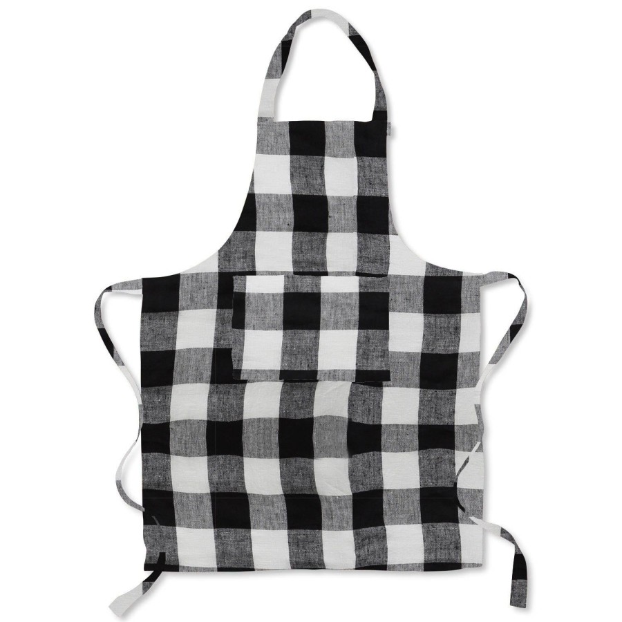 Homewares Kip&Co Aprons, Tea Towels & Mitts | Black & White Gingham Linen Apron