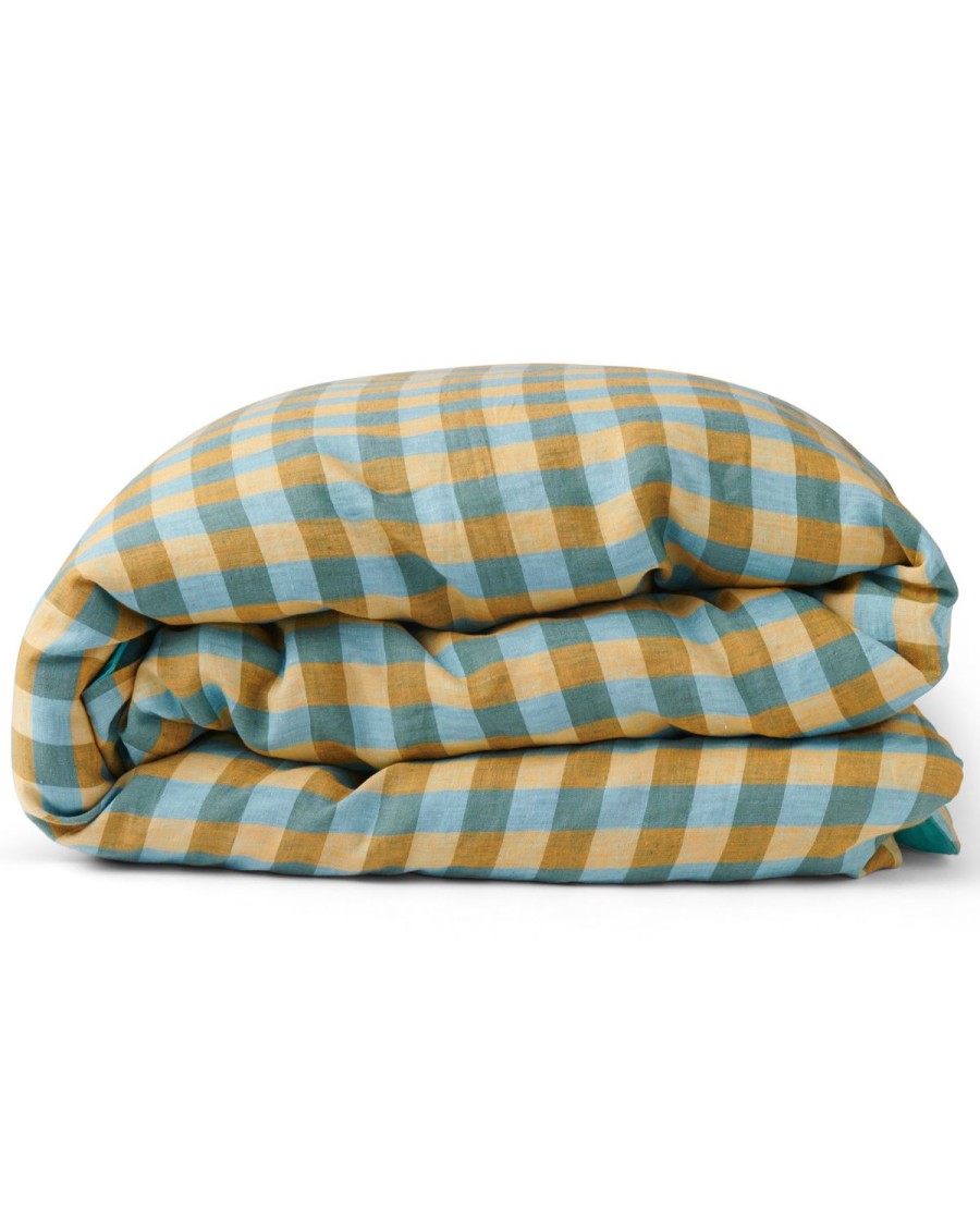 Bedding Kip&Co Quilt Covers | Marigold Tartan Linen Quilt Cover