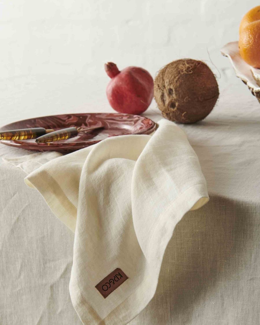 Homewares Kip&Co Table Linen | Cloud Dancer Linen 6P Napkin Set