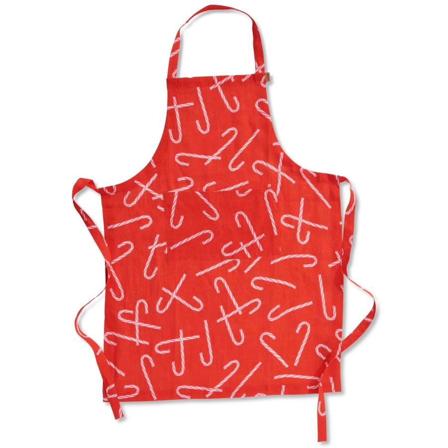 Homewares Kip&Co Aprons, Tea Towels & Mitts | Candy Cane Red Linen Apron