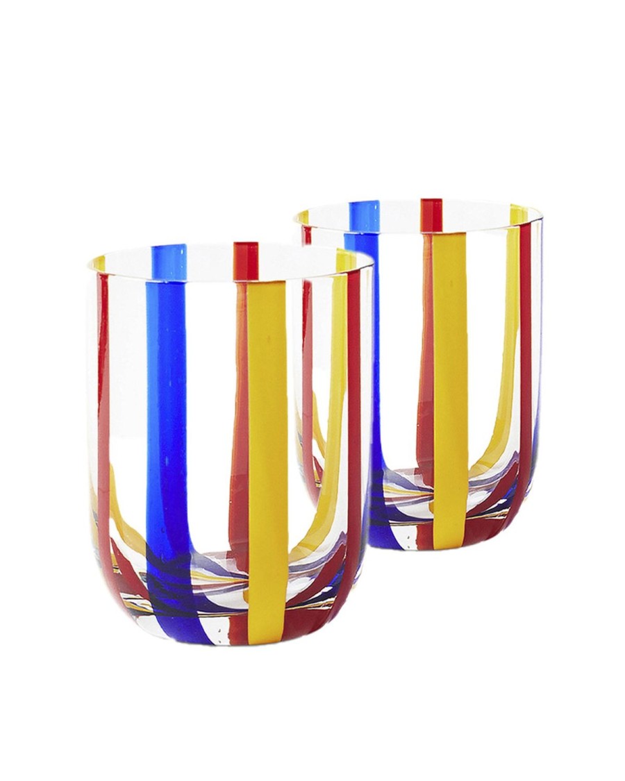 Homewares Kip&Co Glassware | Island Stripe Tumbler Glass 2P Set