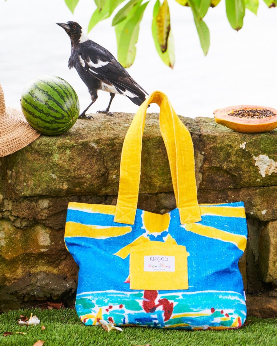 Apparel Kip&Co Beach & Tote Bags | Kip&Co X Ken Done Beach Life Terry Beach Bag