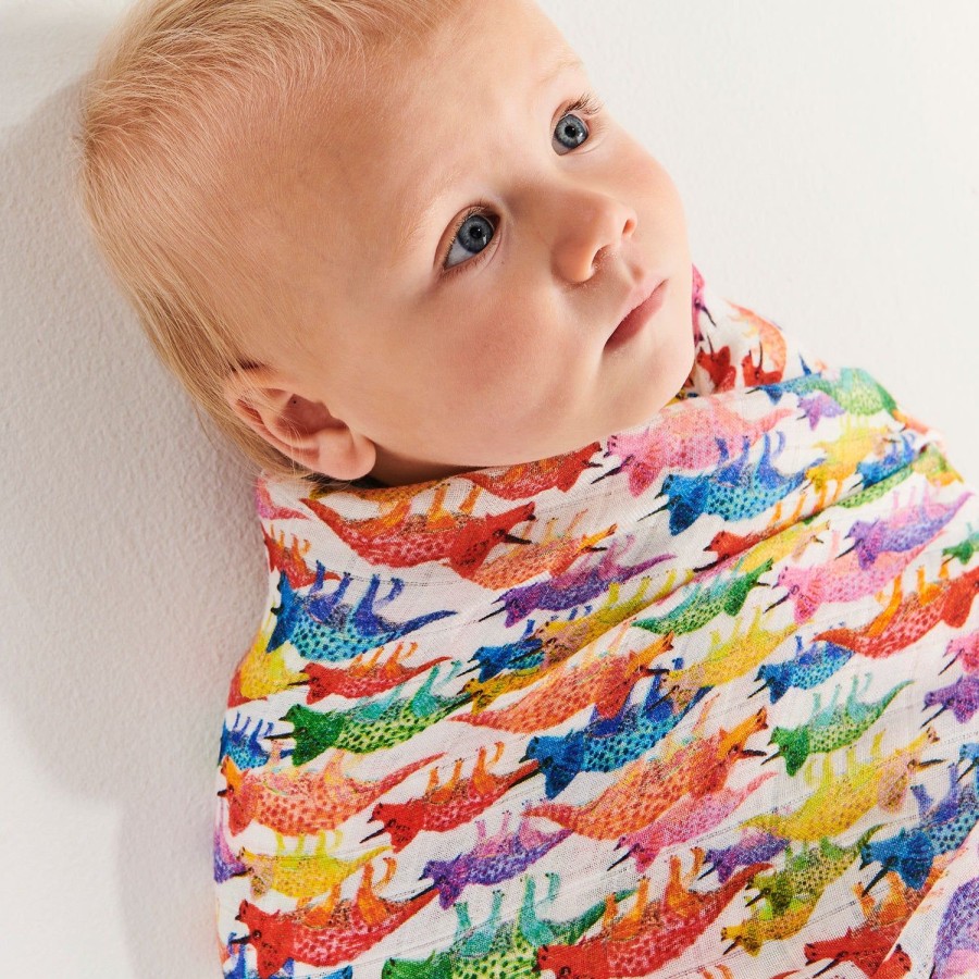 Bedding Kip&Co Swaddles | Kip&Co X Melbourne Museum Triceratops Bamboo Swaddle