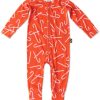 Apparel Kip&Co Rompers | Candy Cane Red Organic Long Sleeve Zip Romper