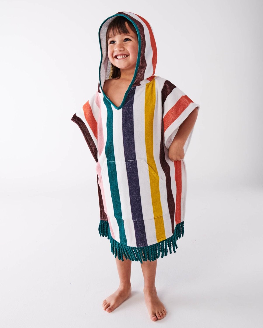 Apparel Kip&Co Swimwear | Big Stripe Kids Terry Poncho