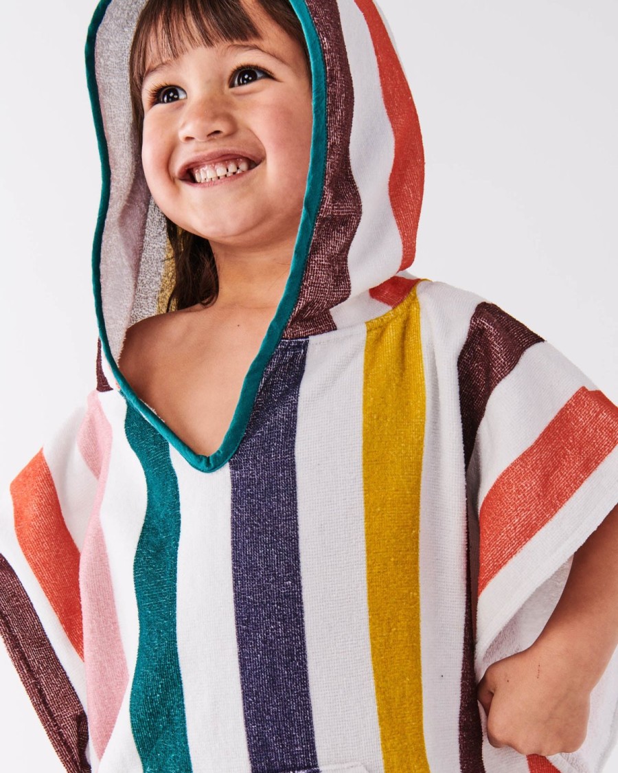 Apparel Kip&Co Swimwear | Big Stripe Kids Terry Poncho