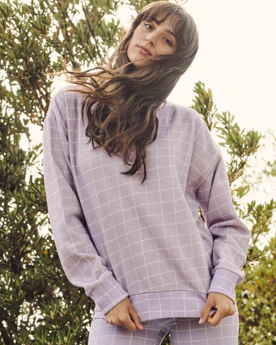 Apparel Kip&Co Tops | Check 1-2 Lilac Adult Sweater