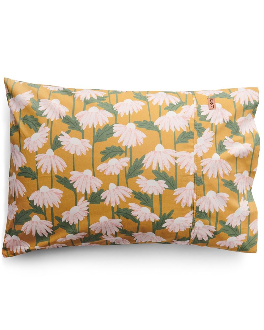 Bedding Kip&Co Pillowcases | Daisy Bunch Mustard Organic Cotton Pillowcase