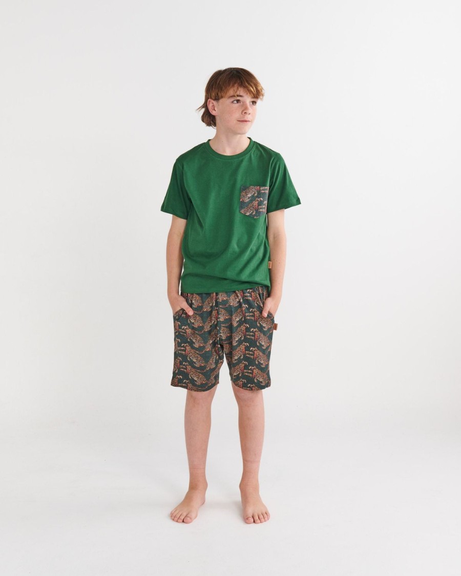 Apparel Kip&Co Kid'S Pjs | Cheetah Short Sleeve Tee & Short Pyjama Set