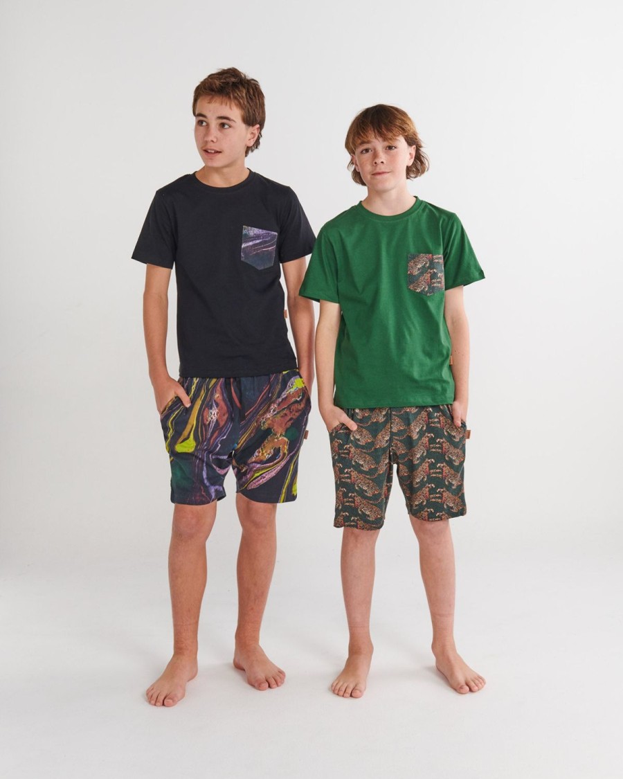 Apparel Kip&Co Kid'S Pjs | Cheetah Short Sleeve Tee & Short Pyjama Set