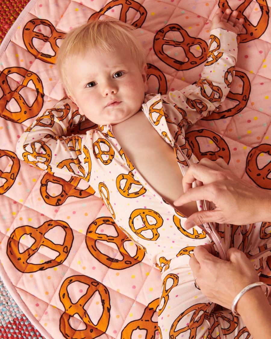 Baby Kip&Co Play Mats | Pretzels Pink Organic Cotton Quilted Baby Play Mat