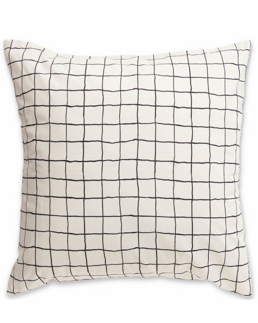 Bedding Kip&Co European Pillowcases | Check 1-2 White And Black Organic Cotton European Pillowcase