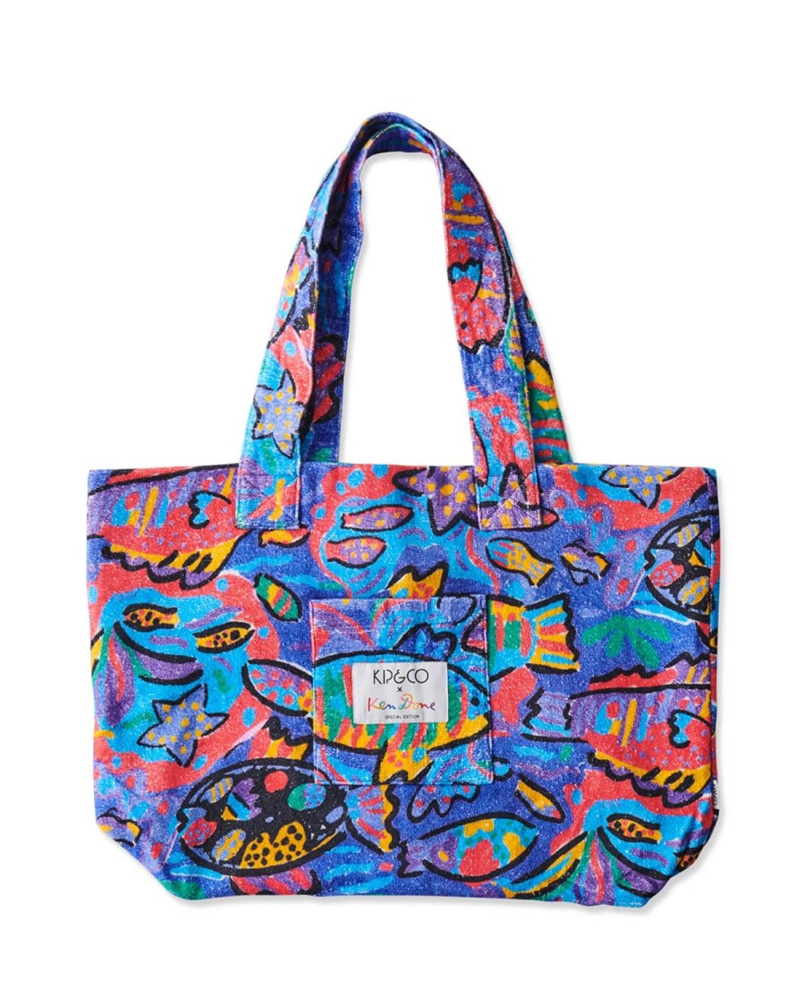 Apparel Kip&Co Beach & Tote Bags | Kip&Co X Ken Done Tropical Fish Terry Beach Bag