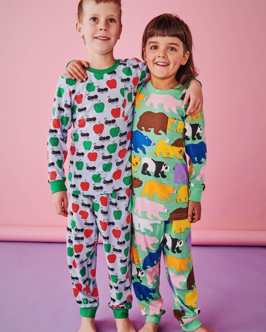 Apparel Kip&Co Kid'S Pjs | Can'T Bear It Organic Cotton Long Sleeve Top & Pant Pyjama Set