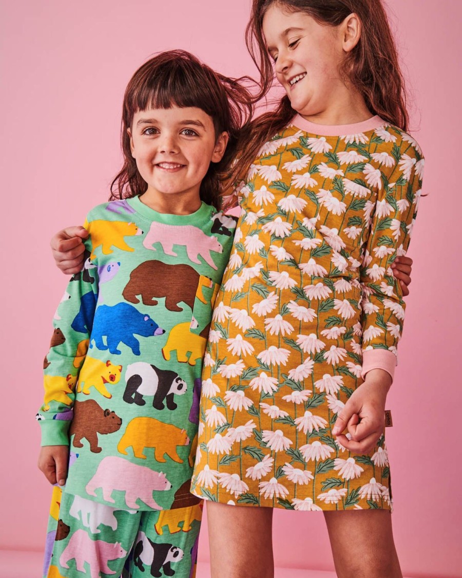 Apparel Kip&Co Kid'S Pjs | Can'T Bear It Organic Cotton Long Sleeve Top & Pant Pyjama Set