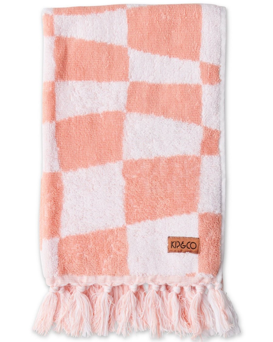 Homewares Kip&Co Towels | Checkerboard Pink Terry Hand Towel