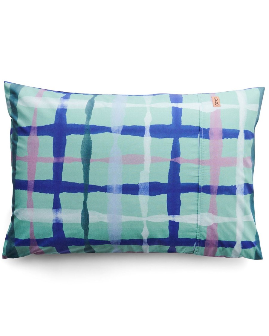 Bedding Kip&Co Pillowcases | Inky Wink Green Organic Cotton Pillowcase