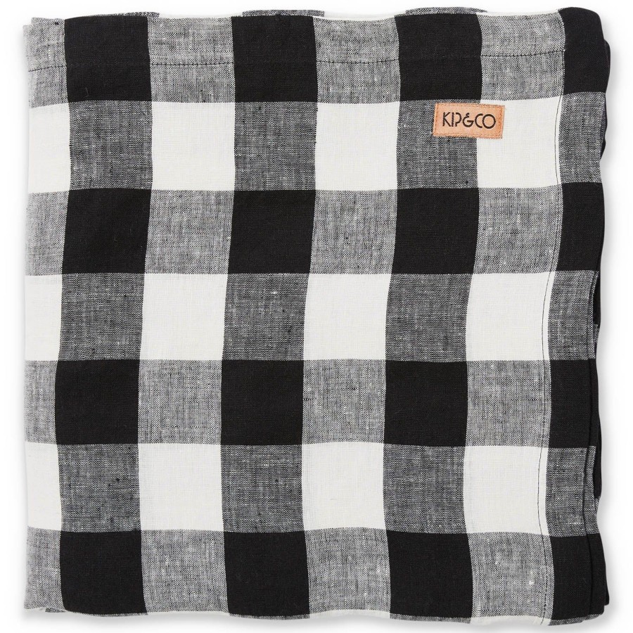 Homewares Kip&Co Table Linen | Black & White Gingham Linen Tablecloth