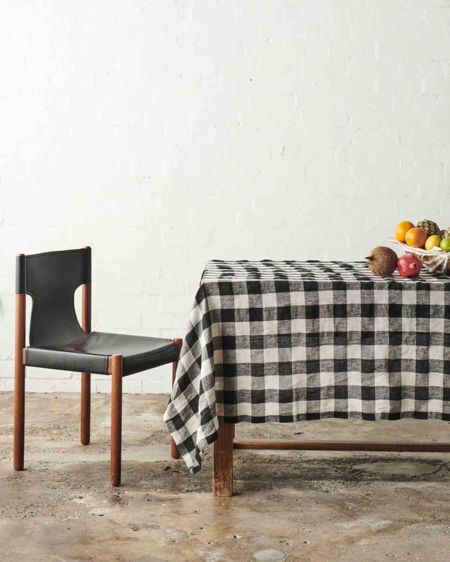 Homewares Kip&Co Table Linen | Black & White Gingham Linen Tablecloth