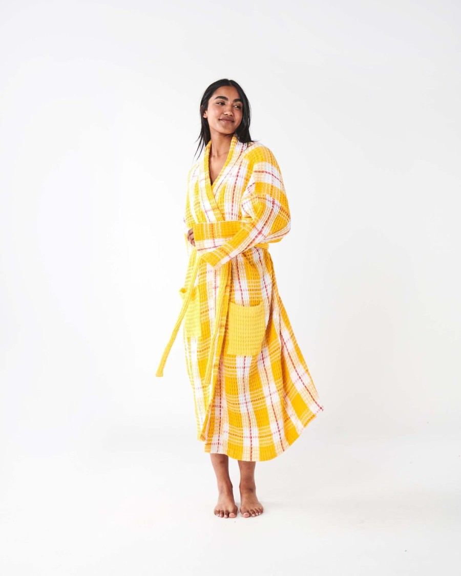 Apparel Kip&Co Adult Robes | Lemon Meringue Waffle Bath Robe