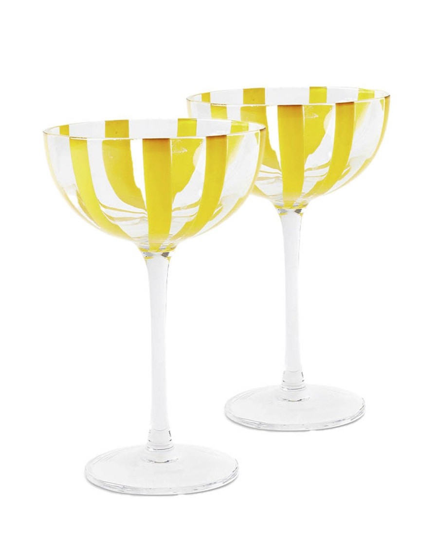 Homewares Kip&Co Glassware | Golden Stripe Coupe Glass 2P Set