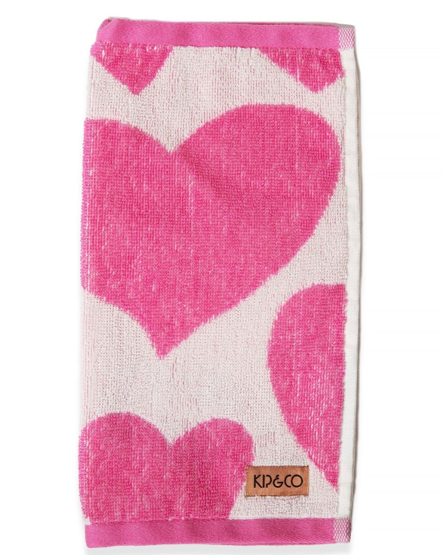 Homewares Kip&Co Towels | Big Hearted Pink Terry Face Washer