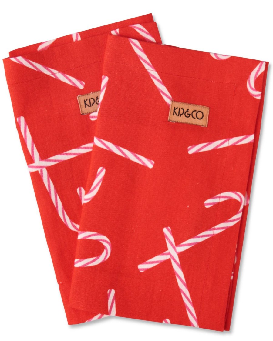 Homewares Kip&Co Table Linen | Candy Cane Red Linen 4P Napkin Set