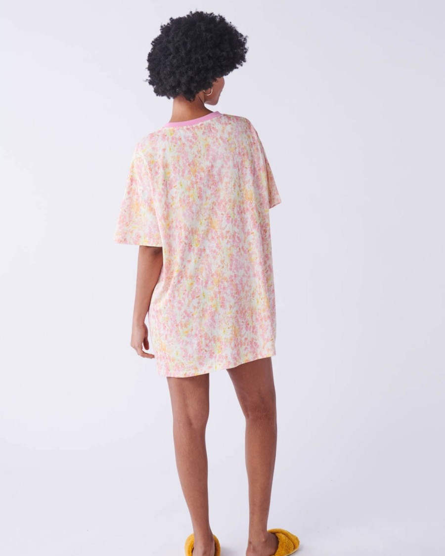 Apparel Kip&Co Adult Pjs | Budding Blossom Organic Cotton Oversize T-Shirt Nightie