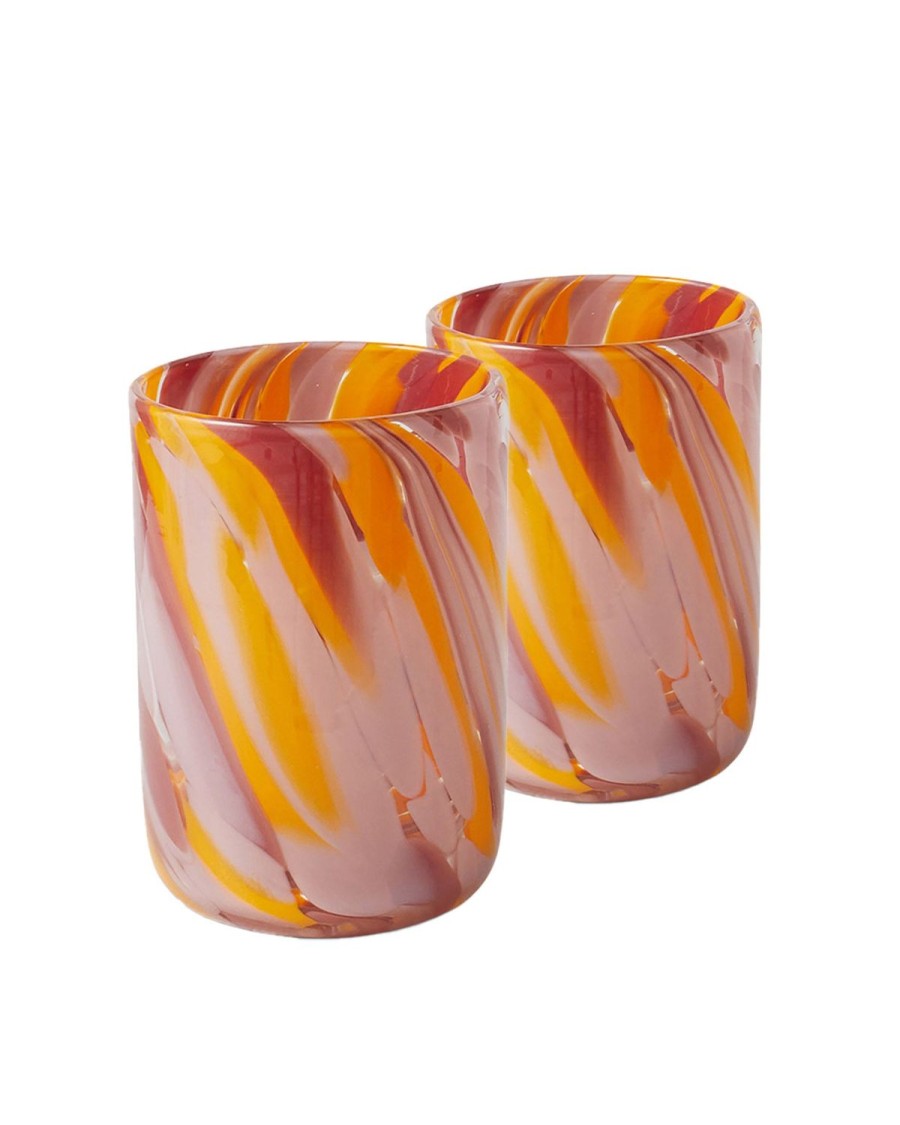 Homewares Kip&Co Glassware | Desert Flower Swirl Large Tumbler Glass 2P Set