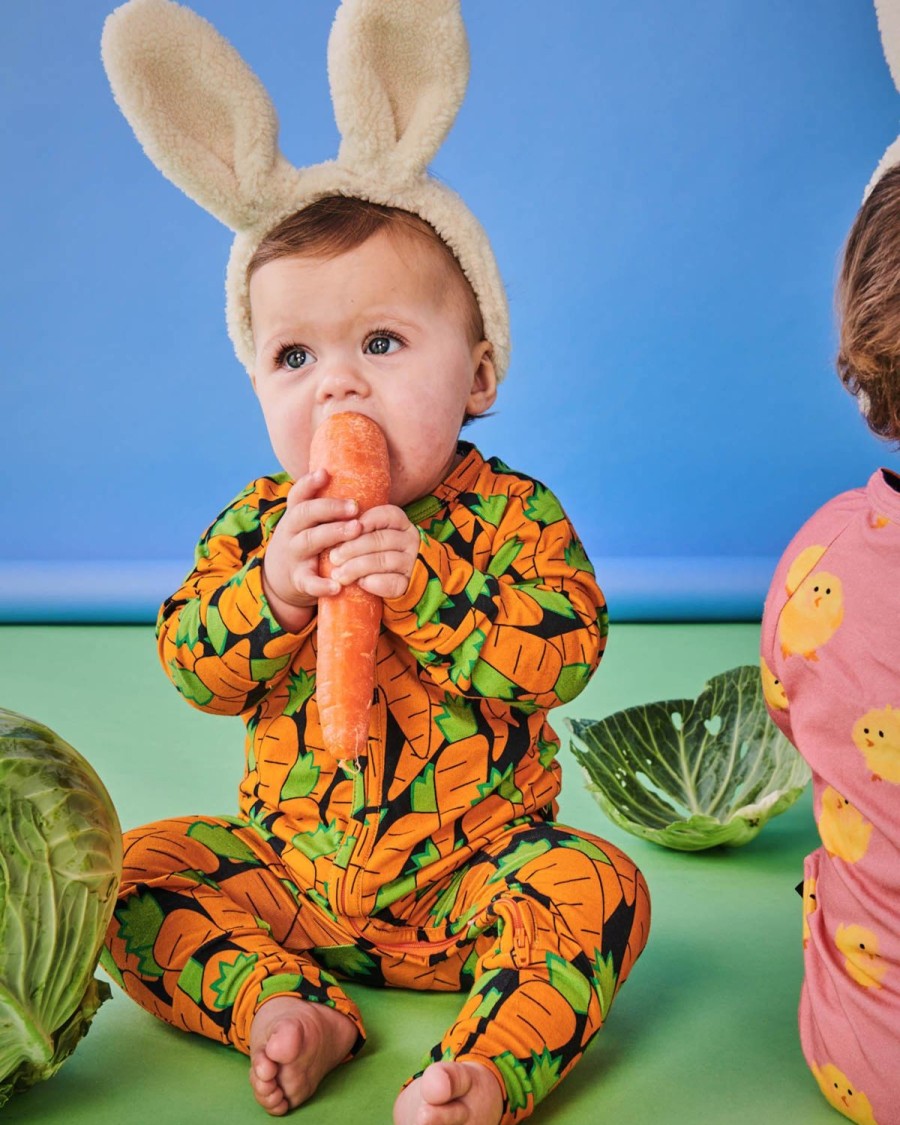 Apparel Kip&Co Rompers | Eat Your Carrots Organic Long Sleeve Zip Romper