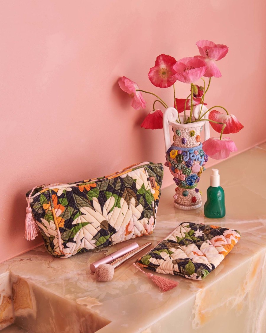 Homewares Kip&Co Toiletry Bags & Cases | Dreamy Floral Velvet Toiletry Bag