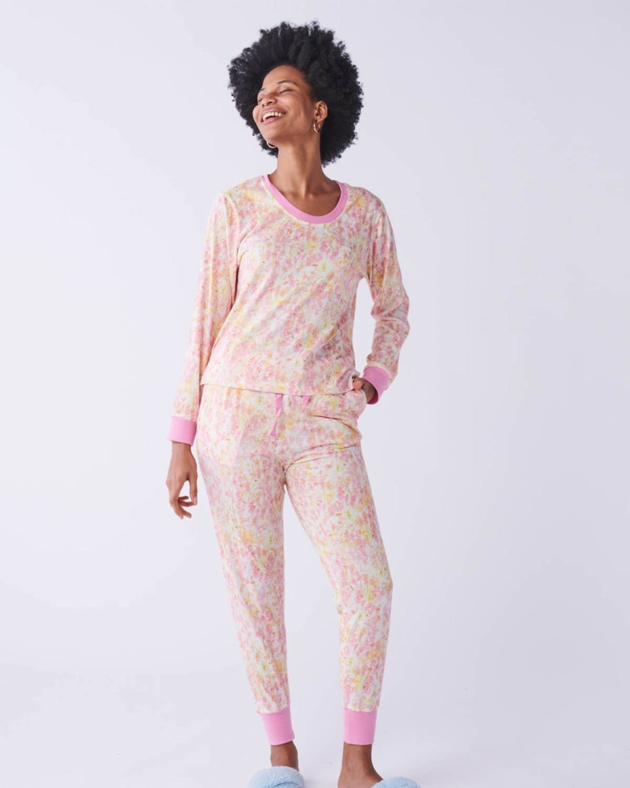 Apparel Kip&Co Adult Pjs | Budding Blossom Long Sleeve Pyjama Top + Slouch Pant Set