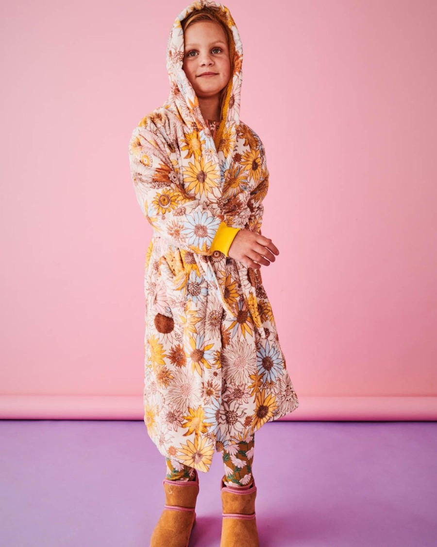 Apparel Kip&Co Kid Robes | Sunflower Happy Kuddle Kids Robe