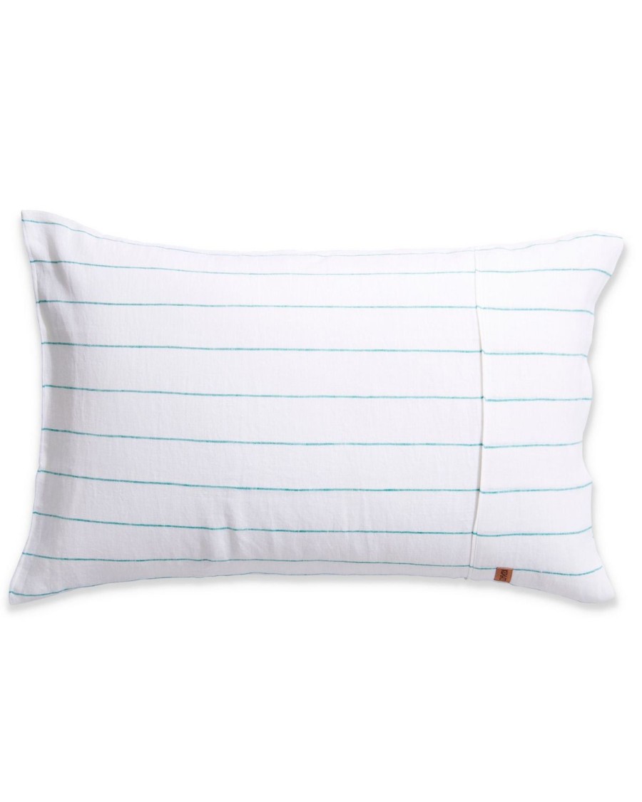 Bedding Kip&Co Pillowcases | Minty Stripe Linen Pillowcases