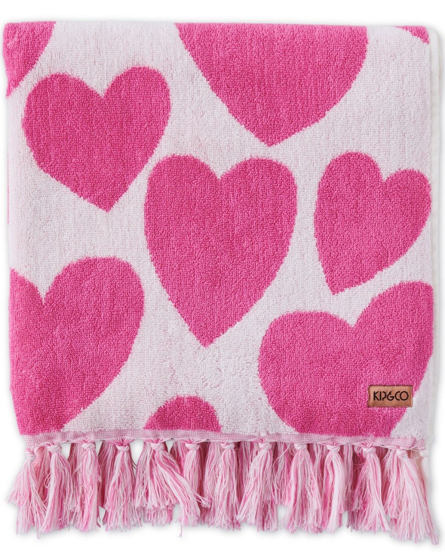 Homewares Kip&Co Towels | Big Hearted Pink Terry Bath Towel