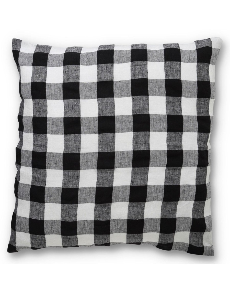 Bedding Kip&Co European Pillowcases | Black & White Gingham Linen European Pillowcases