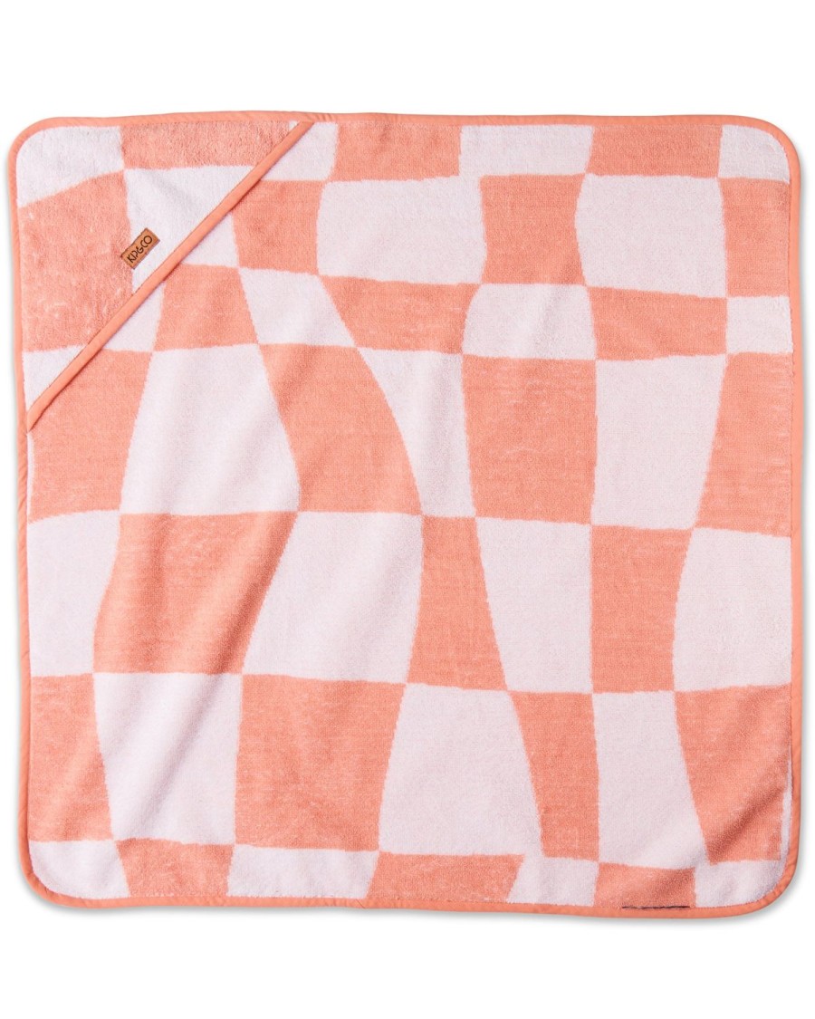 Baby Kip&Co Baby Towels | Checkerboard Pink Terry Baby Towel