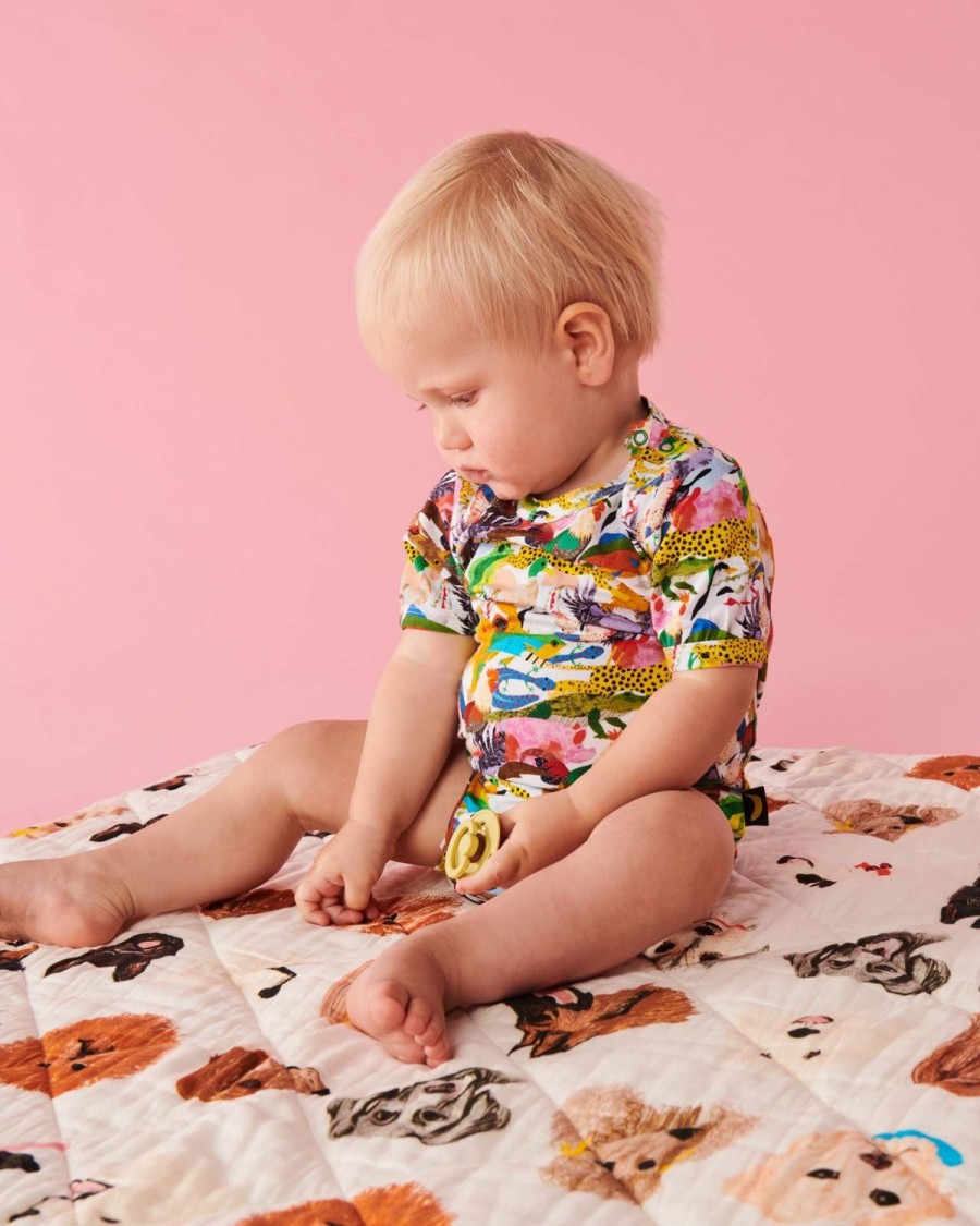 Apparel Kip&Co Baby Pjs | All Creatures Great & Small Organic Short Sleeve Romper