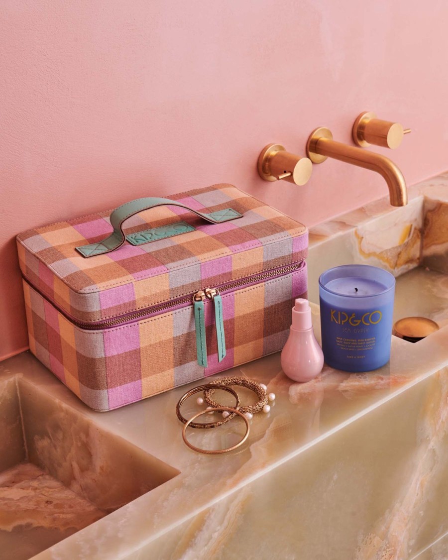 Homewares Kip&Co Toiletry Bags & Cases | Sherbet Tartan Toiletry Case