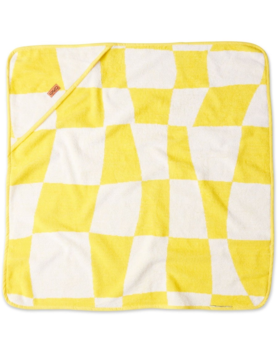 Baby Kip&Co Baby Towels | Checkerboard Yellow Terry Baby Towel