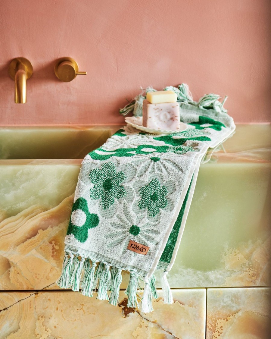 Homewares Kip&Co Towels | Green House Embossed Terry Hand Towel