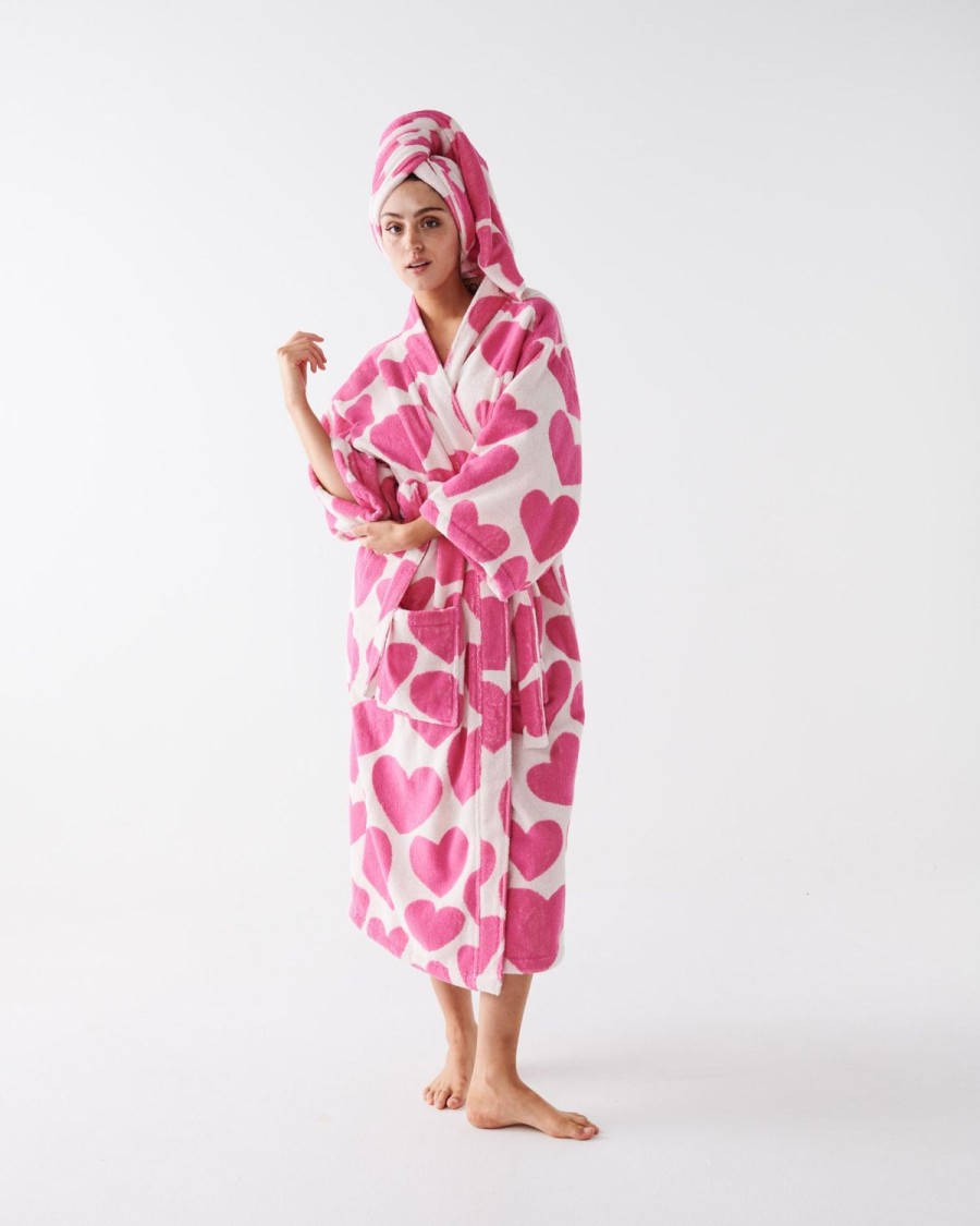 Apparel Kip&Co Adult Robes | Big Hearted Pink Terry Bath Robe