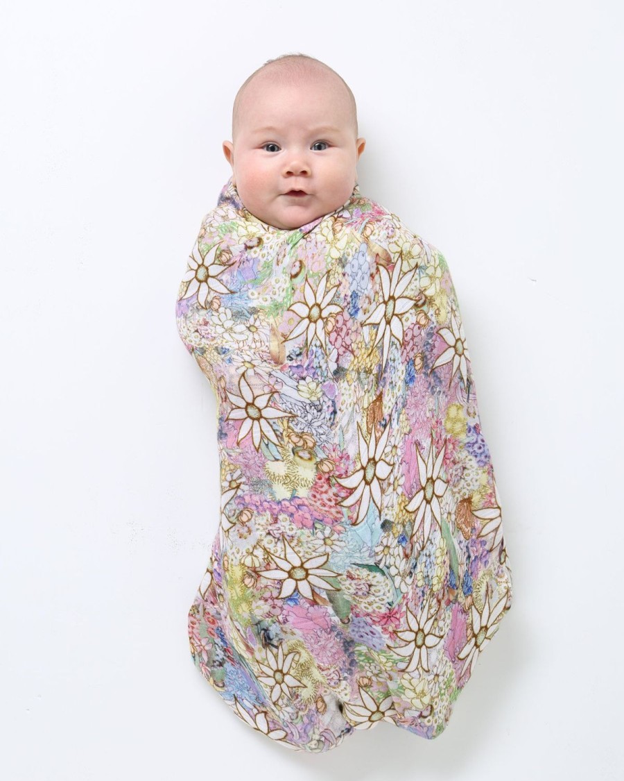 Bedding Kip&Co Swaddles | Kip&Co X May Gibbs Flora & Fauna Bamboo Swaddle