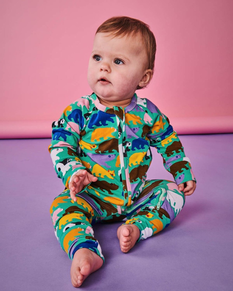 Apparel Kip&Co Baby Pjs | Can'T Bear It Organic Long Sleeve Zip Romper